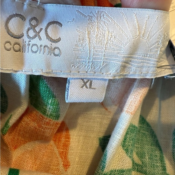 C&C California Smocked Waist Citrus Palm Tree Orange Tropical Skirt NEW Size XL - Picture 9 of 15